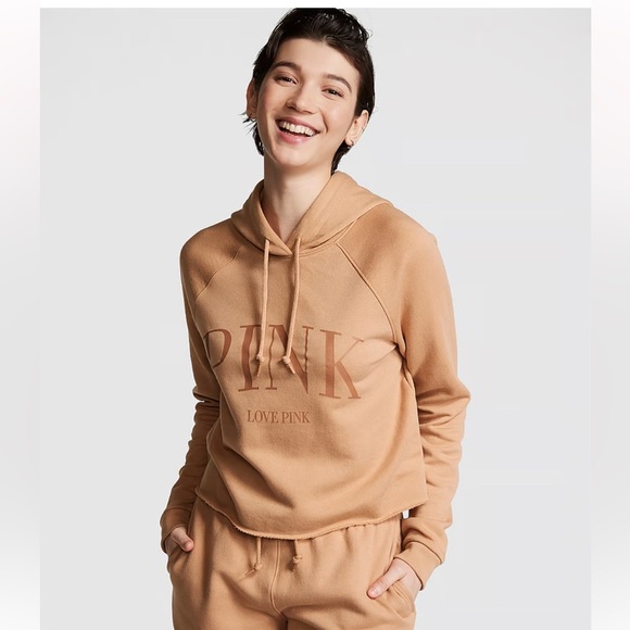 PINK Victoria's Secret Tan LOVE PINK everyday Sweatshirt Size Large L - Picture 2 of 10